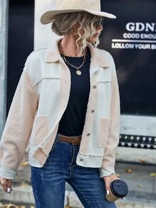 SHEIN Unity Colorblock Drop Shoulder Jacket - Multicolor - View 6