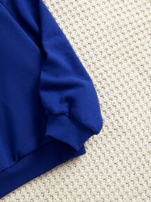 SHEIN Tween Girl Classic Basic Long Sleeve Round Neck Printed Sweatshirt - Blue - View 4