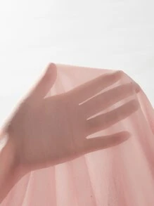 SHEIN Holidaya Vestido unicolor de manga farol escote corazón fruncido - Rosa Pálido - Ver 7