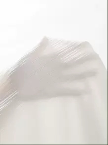 SHEIN ICON 白色拼接線露脖短款T恤 - 白色 - 查看 5