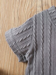 Bebé niño Body de cuello béisbol con textura de cable & Shorts - Gris Oscuro - Ver 6