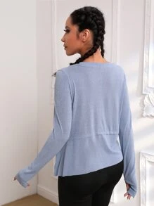 Easithlete 拇指孔高低下擺運動T恤 - 淺藍色 - 查看 2