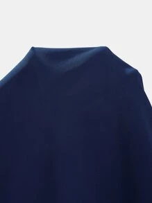 SHEIN Clasi V-neck Solid Top - Navy Blue - View 6