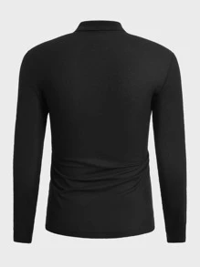 Manfinity Men Letter Graphic Polo Shirt - Black - View 2