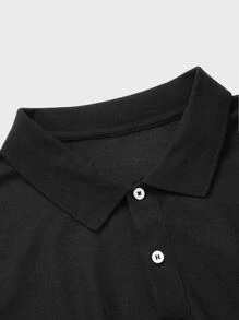 Manfinity Men Letter Graphic Polo Shirt - Black - View 3