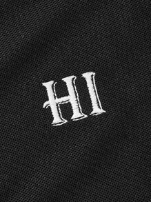 Manfinity Men Letter Graphic Polo Shirt - Black - View 4