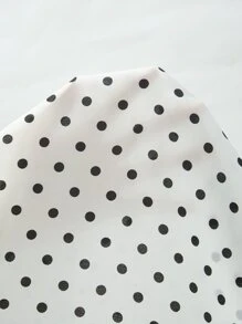 SHEIN LUNE 鎖孔領貝殼邊波卡圓點上衣 - 白色 - 查看 6