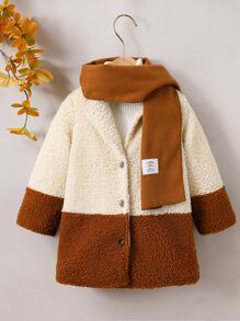 小男童雙色搖粒絨外套和圍巾