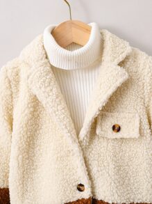 小男童雙色搖粒絨外套和圍巾