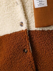 小男童雙色搖粒絨外套和圍巾