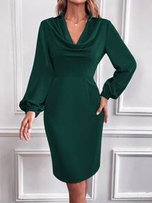 SHEIN Unity 垂領燈籠袖洋裝