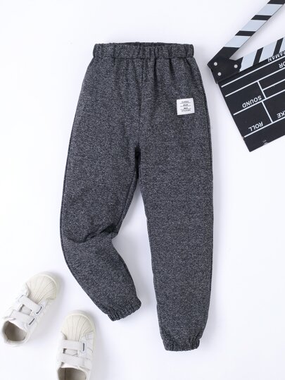 SHEIN 小男童字母貼布彈性腰帶長褲