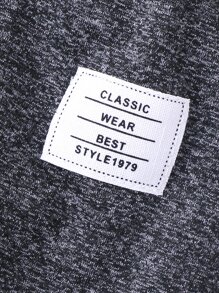 SHEIN 小男童字母貼布彈性腰帶長褲 - 深灰色 - 查看 5