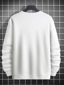 Manfinity Sudadera De Hombre Holgada Con Hombros Caídos Y Gráfico De Letras - Blanco - Ver 3