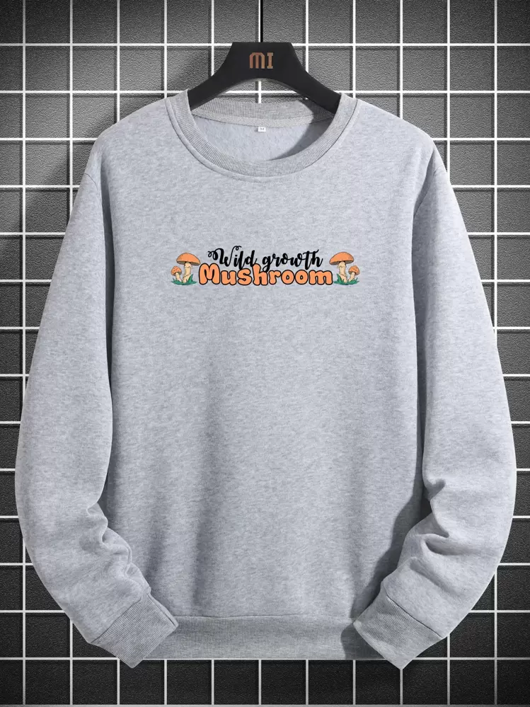 Manfinity Hypemode Hommes 1 Pièce Champignon Et Lettre Graphique Sweat-shirt Surdimensionné - Gris - Voir 2