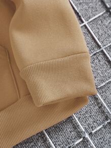 Manfinity Dauomo 男士袋鼠口袋抽繩保暖連帽衫 - 卡其色 - 查看 4