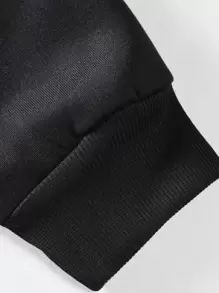 Manfinity LEGND Men Japanese Letter & Chinese Dragon Graphic Zip Up Thermal Lined Hoodie Without Tee, Long Sleeve, Zipper Hoodie, Going Out Dragon Hoodie , Japanese Hoodie, Fall/Winter - Black - View 4