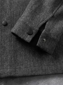 Manfinity Homme Men 1pc Long Sleeve Button Front Flap Pocket Overcoat , Fall Winter - Dark Grey - View 3