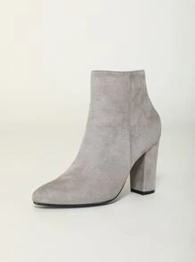 側拉鏈仿麂皮經典靴 - 灰色 - 查看 7