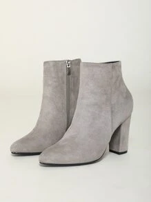 側拉鏈仿麂皮經典靴 - 灰色 - 查看 8