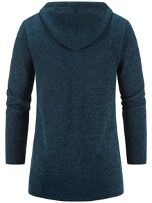 Manfinity Homme 男士拉鏈開襟抽繩連帽開襟衫 - 藏蓝色 - 查看 2