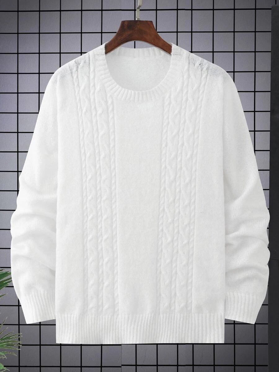 Manfinity Hombres Jersey tejido de cable - Blanco - Ver 1