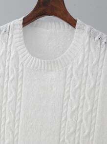 Manfinity Hombres Jersey tejido de cable - Blanco - Ver 3