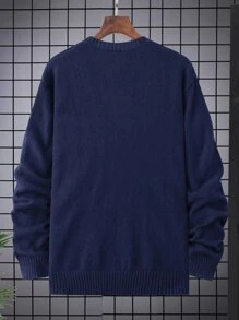 Manfinity Hombres Jersey tejido de cable - Azul Marino - Ver 2