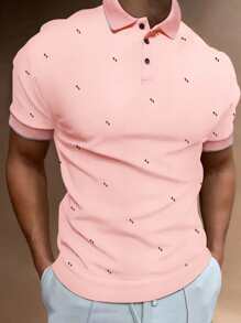 Manfinity Homme Men Geo Print Polo Shirt - Baby Pink - View 1