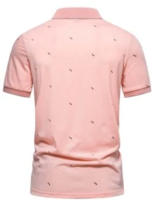 Manfinity Homme Men Geo Print Polo Shirt - Baby Pink - View 2