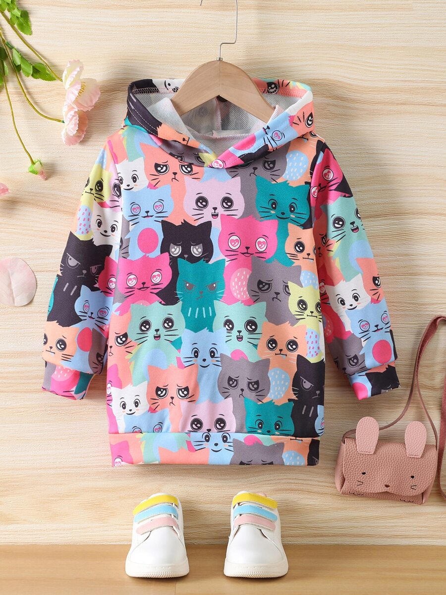 SHEIN 小女童卡通圖案連帽衫