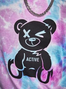 Manfinity RebelGame Men Plus Tie Dye Bear Print Tee - Multicolor - View 5