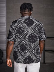 Manfinity VCAY 男士佩斯利和絲巾圖案襯衫