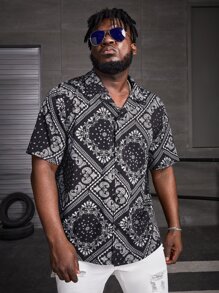 Manfinity VCAY 男士佩斯利和絲巾圖案襯衫