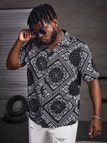 Manfinity VCAY 男士佩斯利和絲巾圖案襯衫