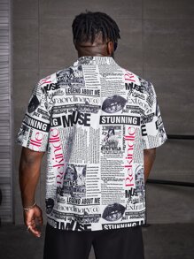 Manfinity 男士報紙印花襯衫 - 彩色 - 查看 2