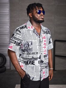 Manfinity 男士報紙印花襯衫 - 彩色 - 查看 3