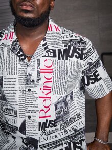 Manfinity 男士報紙印花襯衫 - 彩色 - 查看 4
