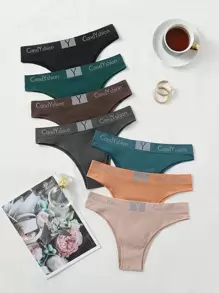 7pack Letter Graphic Simple Panty Sports - Multicolor - View 1