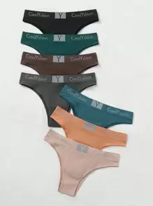 7pack Letter Graphic Simple Panty Sports - Multicolor - View 4