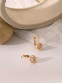 Dellgoo Đồ trang trí Ngọc Trai giả Vòng khuyên tai - Vàng - Xem 4