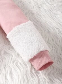 小女童字母和愛心刺繡拼接面衛衣和衛褲 - 淺粉色 - 查看 3