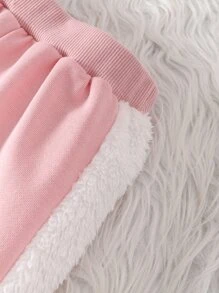 小女童字母和愛心刺繡拼接面衛衣和衛褲 - 淺粉色 - 查看 4