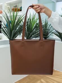 防水、輕便、商務休閒簡約單肩手提包復古適合青少年女孩女大學生、菜鳥和白領完美適合辦公室、大學、工作、商務、通勤 - 咖啡棕 - 查看 3