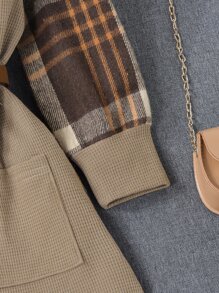 SHEIN Toddler Girls Plaid Print Button Back Belted Dress - Multicolor - View 4