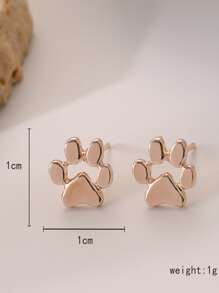 Cartoon Paw Design Stud Earrings - Hoa hồng vàng - Xem 6