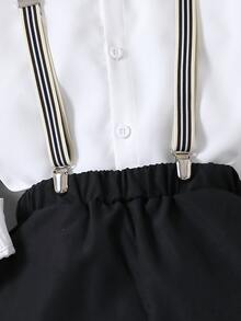 Boys Bow Front Shirt & Suspender Trousers - Black and White - View 4