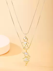 2 piezas Collar con accesorio con diseño de diamante de imitación con figura de dibujos animados - Amarillo Oro - Ver 1