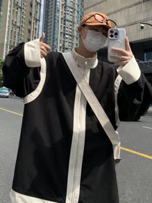 Manfinity Hypemode Áo khoác Nam Dây kéo Khối Màu Giải trí - màu đen - Xem 4