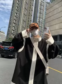 Manfinity Hypemode Áo khoác Nam Dây kéo Khối Màu Giải trí - màu đen - Xem 5